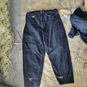Old Navy Jeans Extra High Rise Balloon Size 10 Dark Denim
